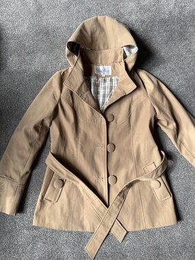 MaxMara Tan Hooded Belted Jacket